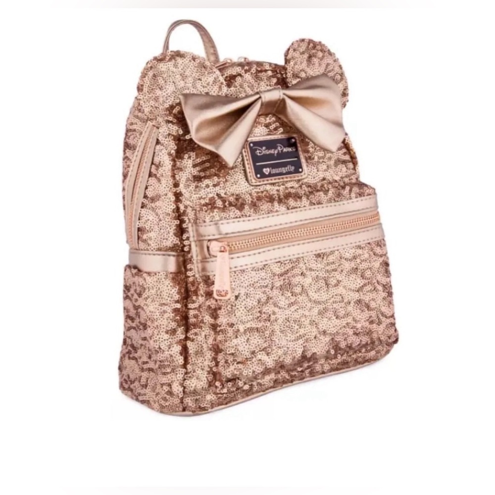 Disney Loungefly Rose Gold Sequin Backpack